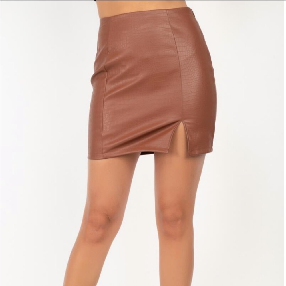 Iris Embossed Snake Print Mini Skirt